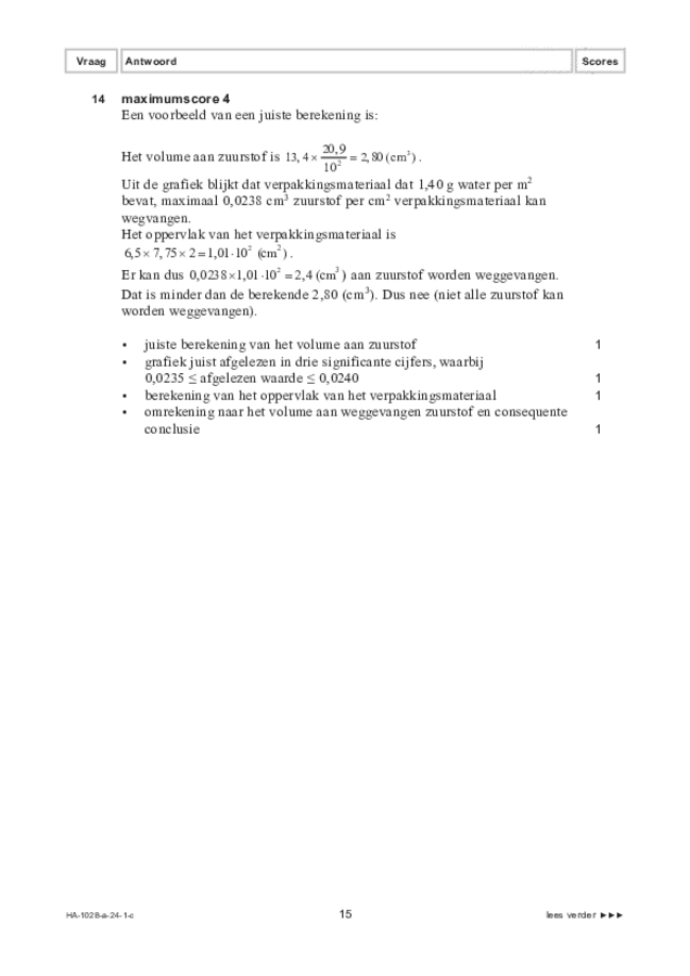 Correctievoorschrift examen HAVO scheikunde 2024, tijdvak 1. Pagina 15
