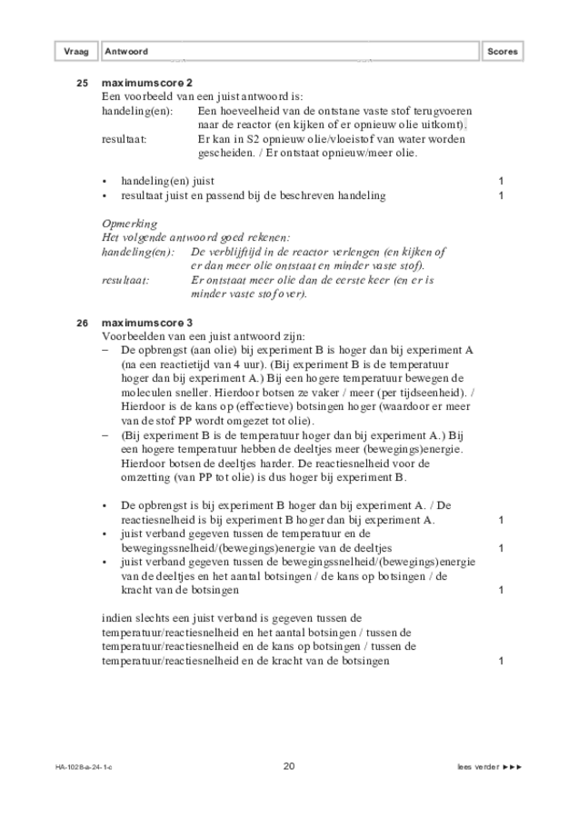 Correctievoorschrift examen HAVO scheikunde 2024, tijdvak 1. Pagina 20