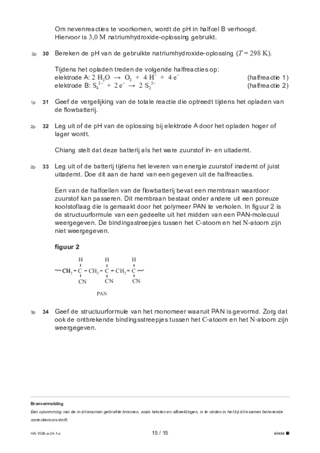 Opgaven examen HAVO scheikunde 2024, tijdvak 1. Pagina 15