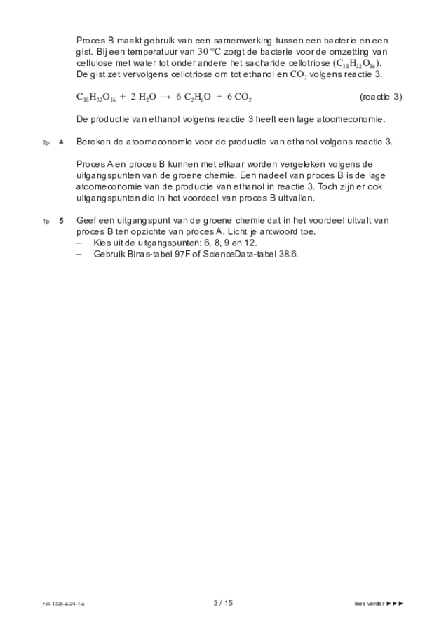 Opgaven examen HAVO scheikunde 2024, tijdvak 1. Pagina 3