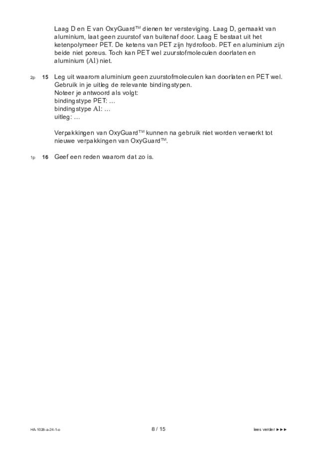 Opgaven examen HAVO scheikunde 2024, tijdvak 1. Pagina 8