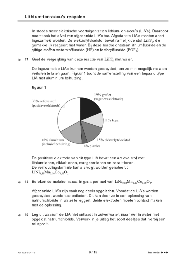 Opgaven examen HAVO scheikunde 2024, tijdvak 1. Pagina 9