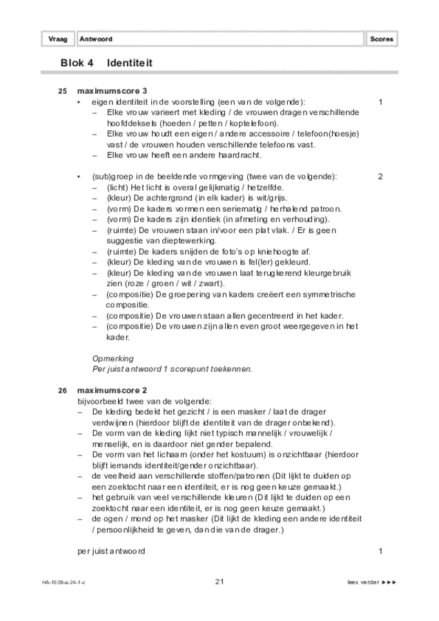 Correctievoorschrift examen HAVO kunst (algemeen) 2024, tijdvak 1. Pagina 21