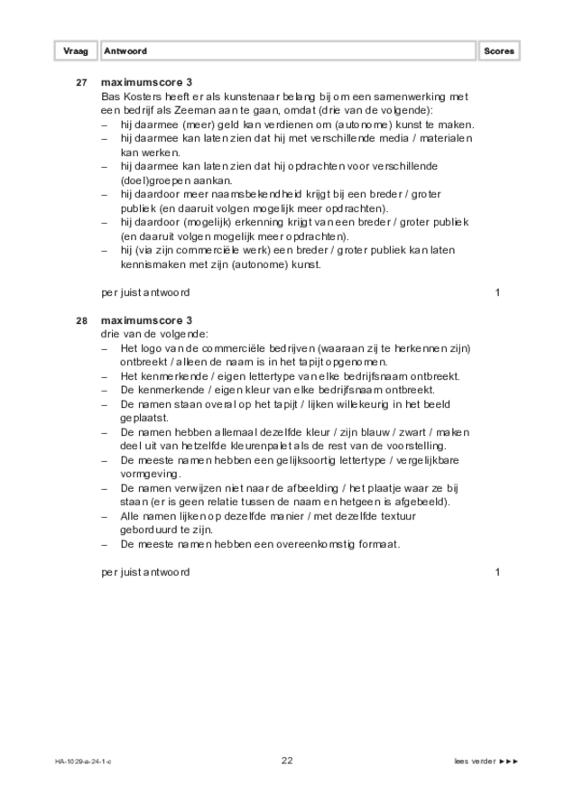 Correctievoorschrift examen HAVO kunst (algemeen) 2024, tijdvak 1. Pagina 22