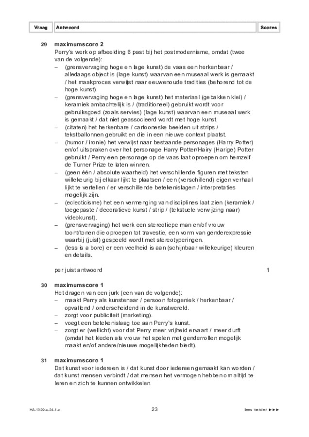 Correctievoorschrift examen HAVO kunst (algemeen) 2024, tijdvak 1. Pagina 23