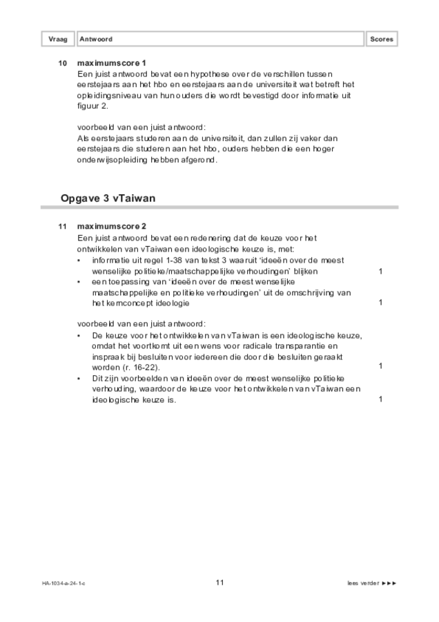 Correctievoorschrift examen HAVO maatschappijwetenschappen 2024, tijdvak 1. Pagina 11