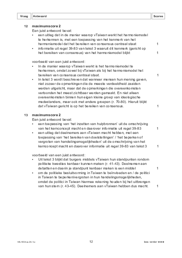 Correctievoorschrift examen HAVO maatschappijwetenschappen 2024, tijdvak 1. Pagina 12