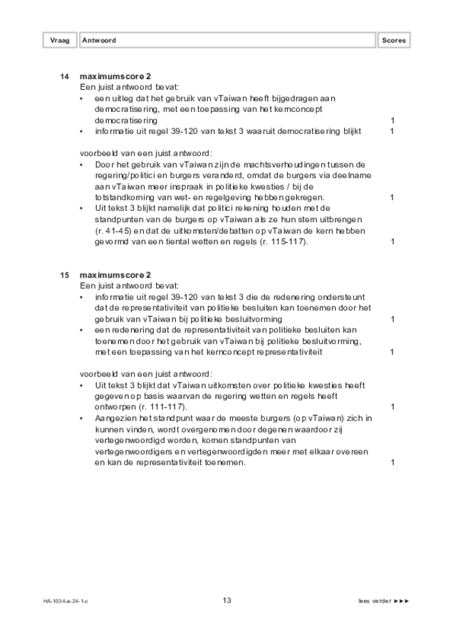 Correctievoorschrift examen HAVO maatschappijwetenschappen 2024, tijdvak 1. Pagina 13