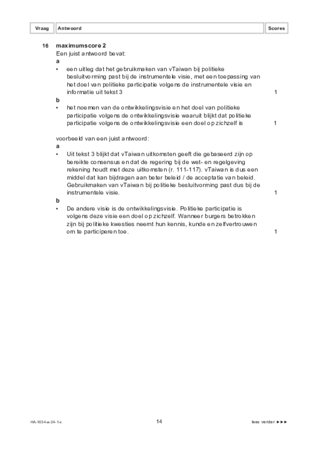 Correctievoorschrift examen HAVO maatschappijwetenschappen 2024, tijdvak 1. Pagina 14