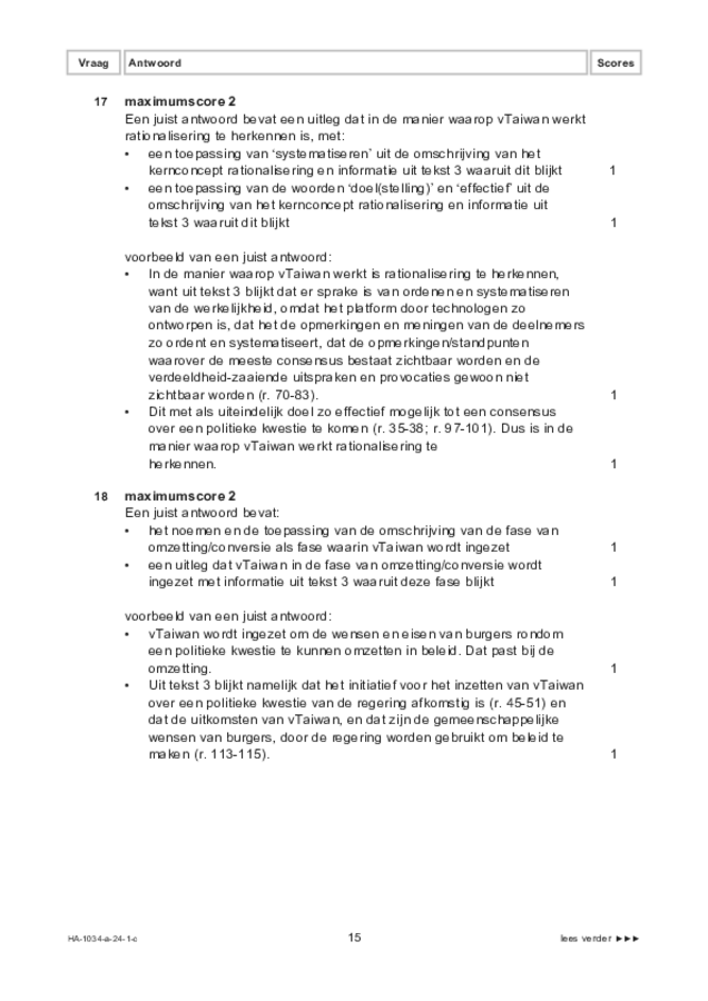 Correctievoorschrift examen HAVO maatschappijwetenschappen 2024, tijdvak 1. Pagina 15