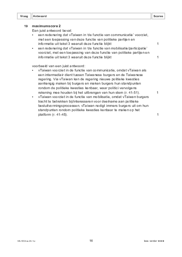 Correctievoorschrift examen HAVO maatschappijwetenschappen 2024, tijdvak 1. Pagina 16