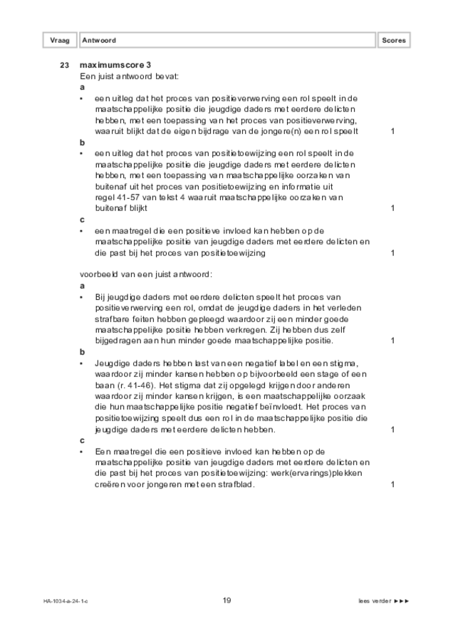 Correctievoorschrift examen HAVO maatschappijwetenschappen 2024, tijdvak 1. Pagina 19