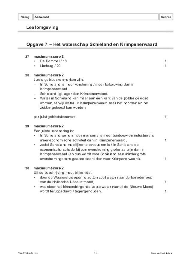 Correctievoorschrift examen VWO aardrijkskunde 2024, tijdvak 1. Pagina 13