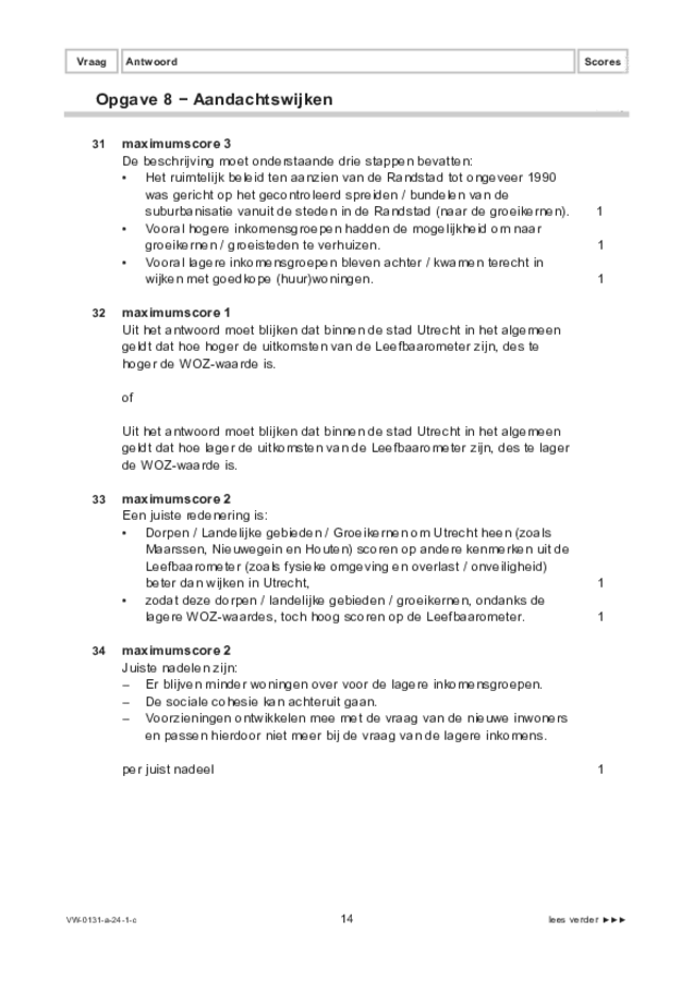 Correctievoorschrift examen VWO aardrijkskunde 2024, tijdvak 1. Pagina 14