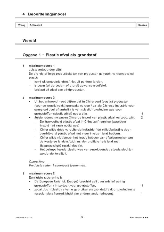 Correctievoorschrift examen VWO aardrijkskunde 2024, tijdvak 1. Pagina 5