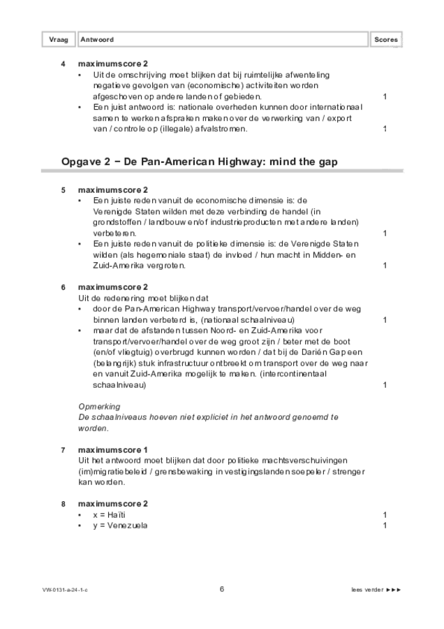 Correctievoorschrift examen VWO aardrijkskunde 2024, tijdvak 1. Pagina 6