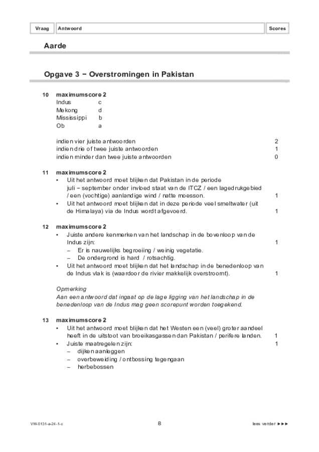 Correctievoorschrift examen VWO aardrijkskunde 2024, tijdvak 1. Pagina 8