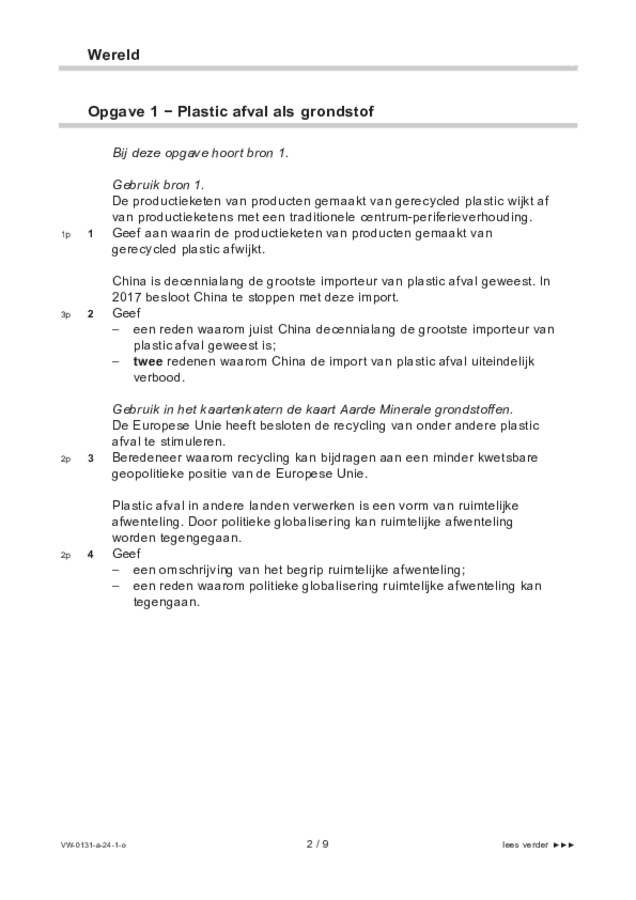 Opgaven examen VWO aardrijkskunde 2024, tijdvak 1. Pagina 2