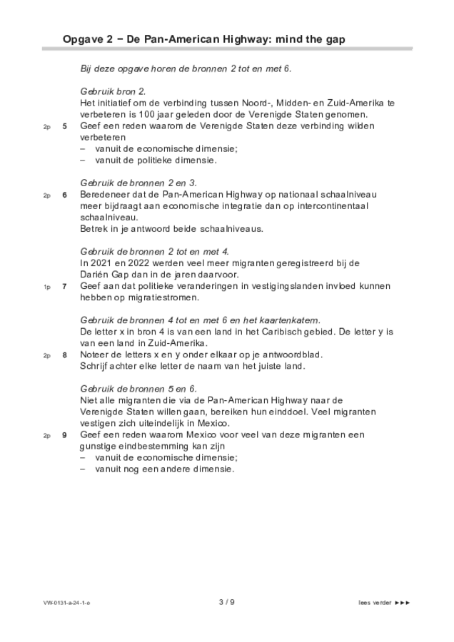 Opgaven examen VWO aardrijkskunde 2024, tijdvak 1. Pagina 3