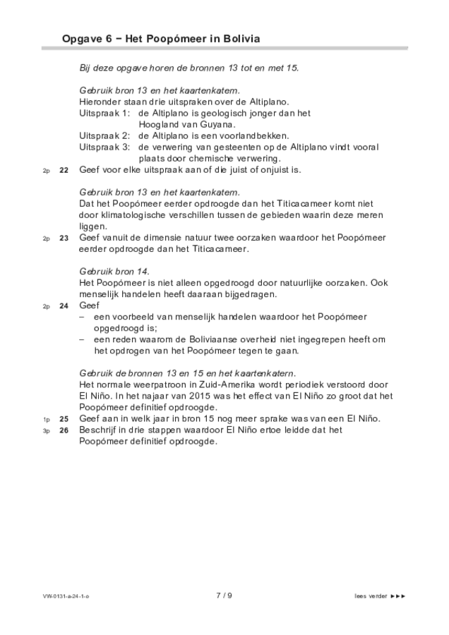 Opgaven examen VWO aardrijkskunde 2024, tijdvak 1. Pagina 7