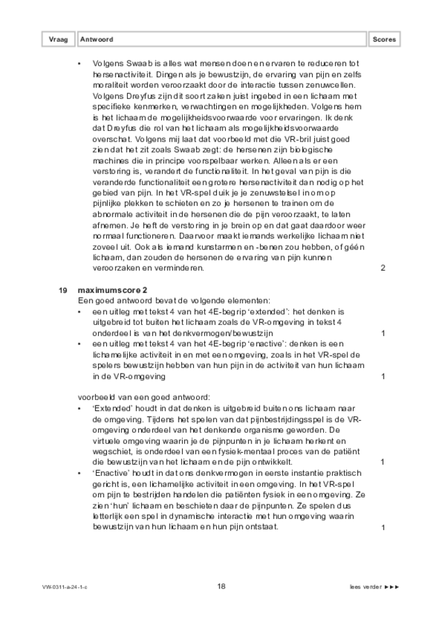 Correctievoorschrift examen VWO filosofie 2024, tijdvak 1. Pagina 18