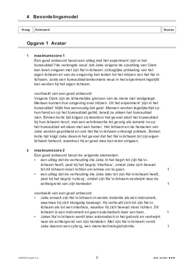 Correctievoorschrift examen VWO filosofie 2024, tijdvak 1. Pagina 5