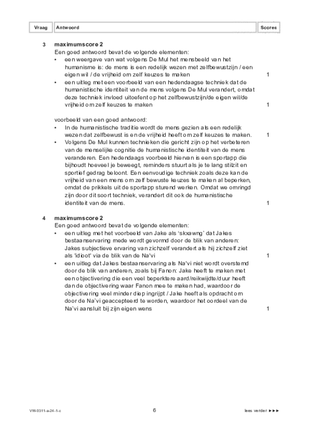 Correctievoorschrift examen VWO filosofie 2024, tijdvak 1. Pagina 6