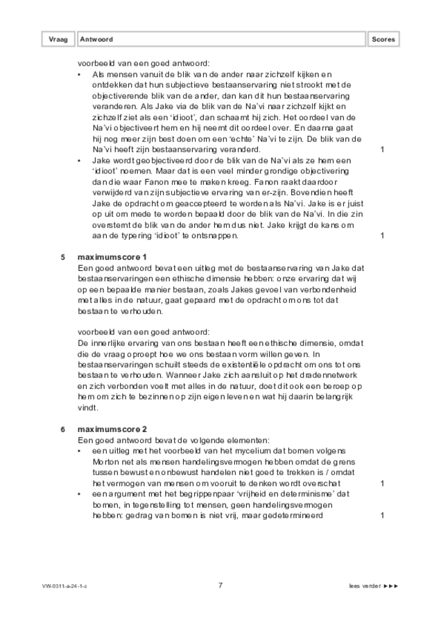 Correctievoorschrift examen VWO filosofie 2024, tijdvak 1. Pagina 7