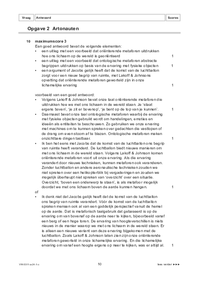 Correctievoorschrift examen VWO filosofie 2024, tijdvak 1. Pagina 10