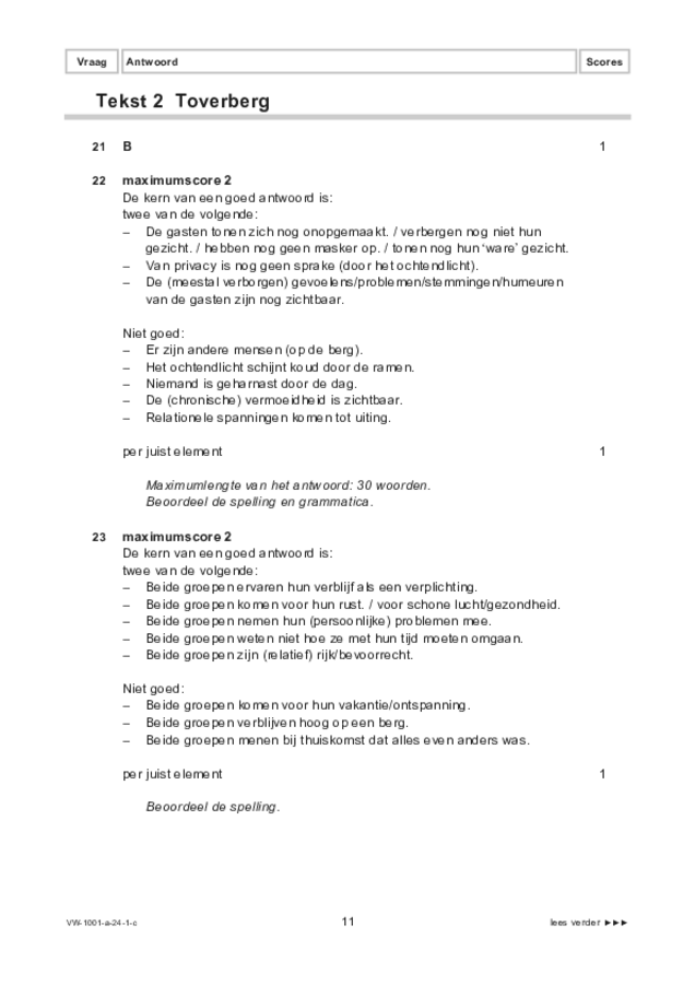 Correctievoorschrift examen VWO Nederlands 2024, tijdvak 1. Pagina 11