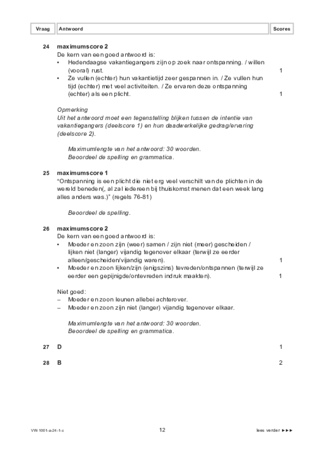 Correctievoorschrift examen VWO Nederlands 2024, tijdvak 1. Pagina 12