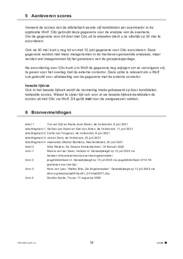 Correctievoorschrift examen VWO Nederlands 2024, tijdvak 1. Pagina 18