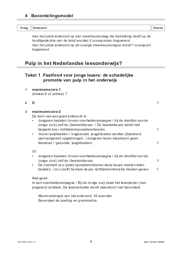 Correctievoorschrift examen VWO Nederlands 2024, tijdvak 1. Pagina 6