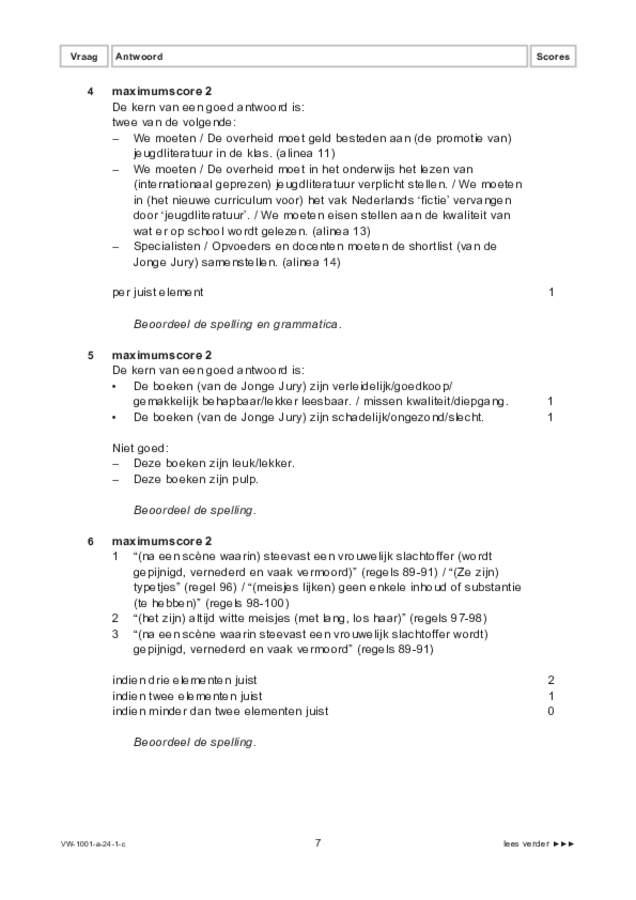 Correctievoorschrift examen VWO Nederlands 2024, tijdvak 1. Pagina 7