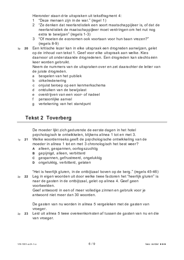 Opgaven examen VWO Nederlands 2024, tijdvak 1. Pagina 6