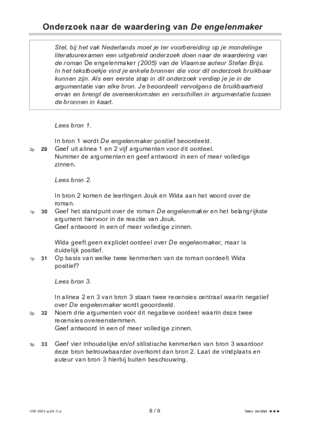 Opgaven examen VWO Nederlands 2024, tijdvak 1. Pagina 8