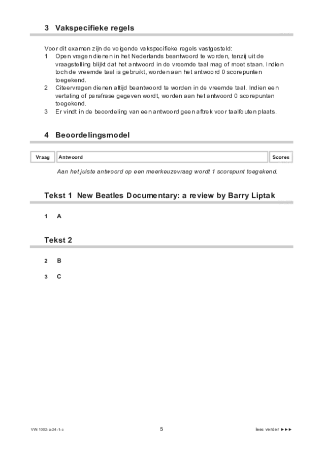 Correctievoorschrift examen VWO Engels 2024, tijdvak 1. Pagina 5
