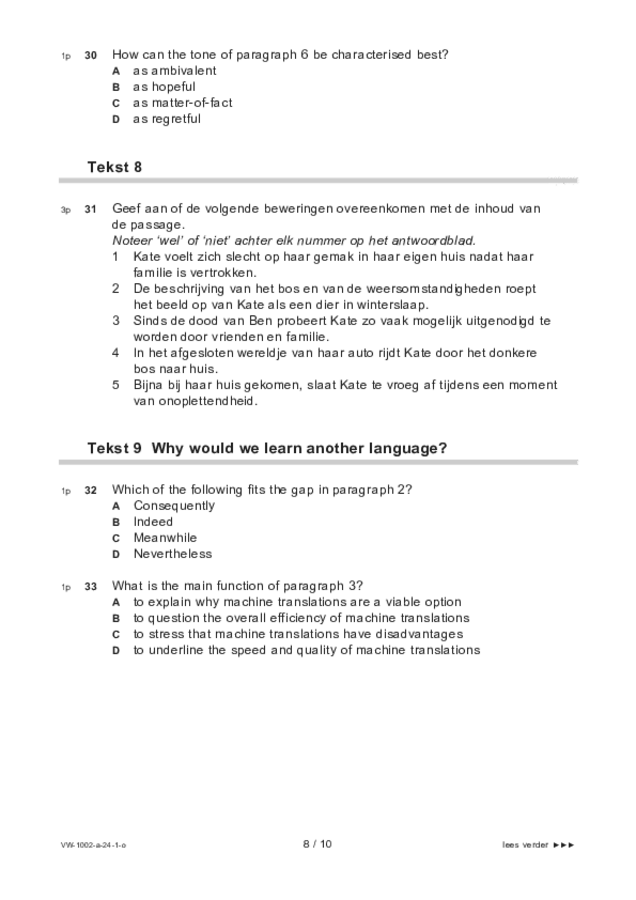 Opgaven examen VWO Engels 2024, tijdvak 1. Pagina 8