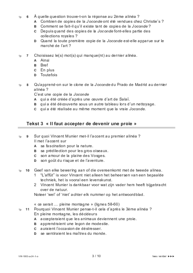 Opgaven examen VWO Frans 2024, tijdvak 1. Pagina 3