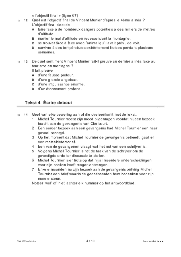 Opgaven examen VWO Frans 2024, tijdvak 1. Pagina 4