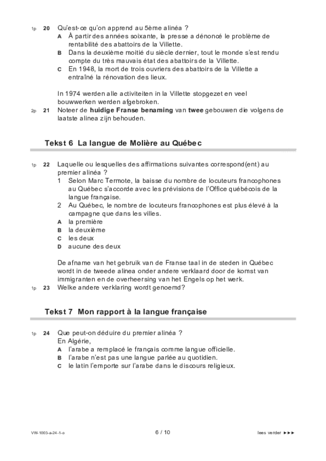Opgaven examen VWO Frans 2024, tijdvak 1. Pagina 6
