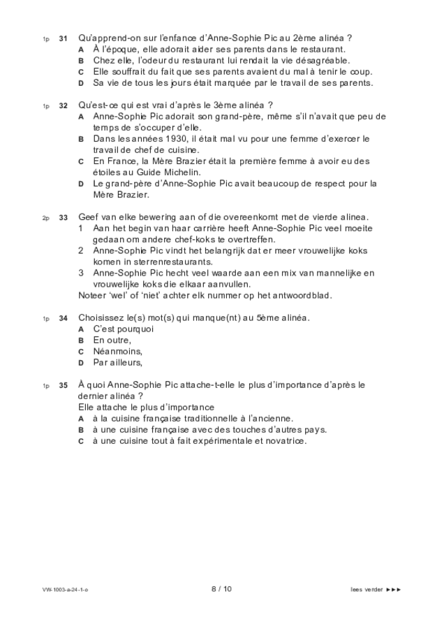 Opgaven examen VWO Frans 2024, tijdvak 1. Pagina 8