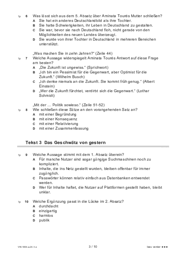 Opgaven examen VWO Duits 2024, tijdvak 1. Pagina 3