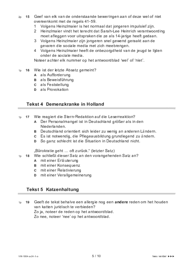 Opgaven examen VWO Duits 2024, tijdvak 1. Pagina 5