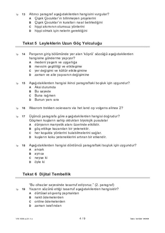 Opgaven examen VWO Turks 2024, tijdvak 1. Pagina 4