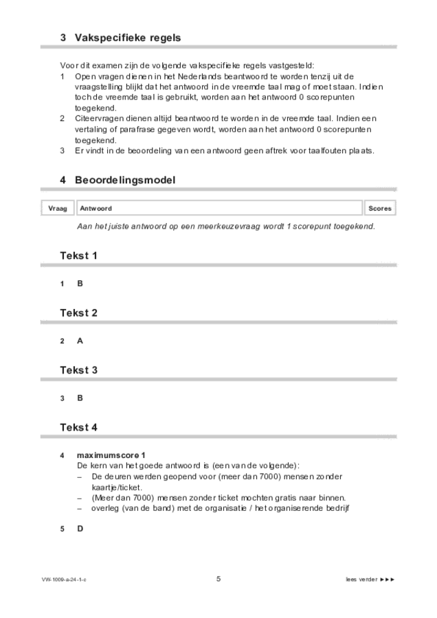 Correctievoorschrift examen VWO Arabisch 2024, tijdvak 1. Pagina 5