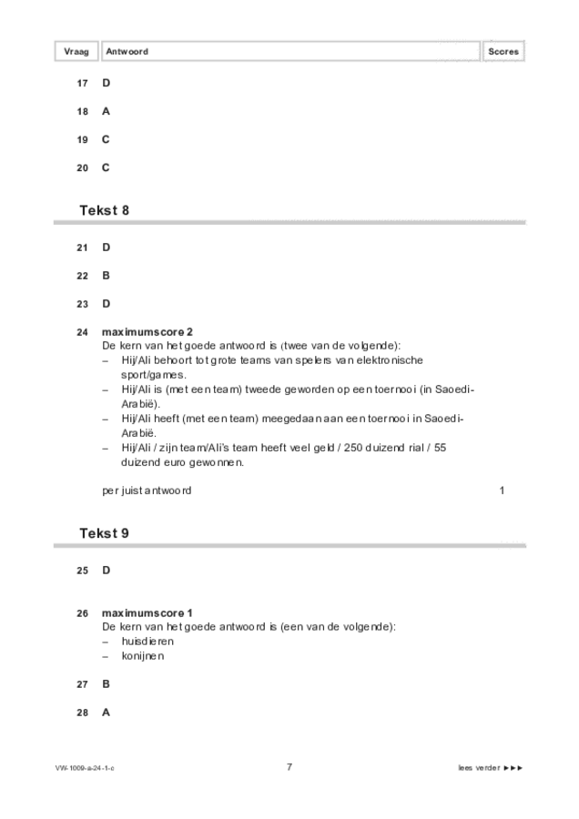 Correctievoorschrift examen VWO Arabisch 2024, tijdvak 1. Pagina 7