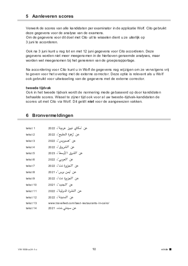 Correctievoorschrift examen VWO Arabisch 2024, tijdvak 1. Pagina 10