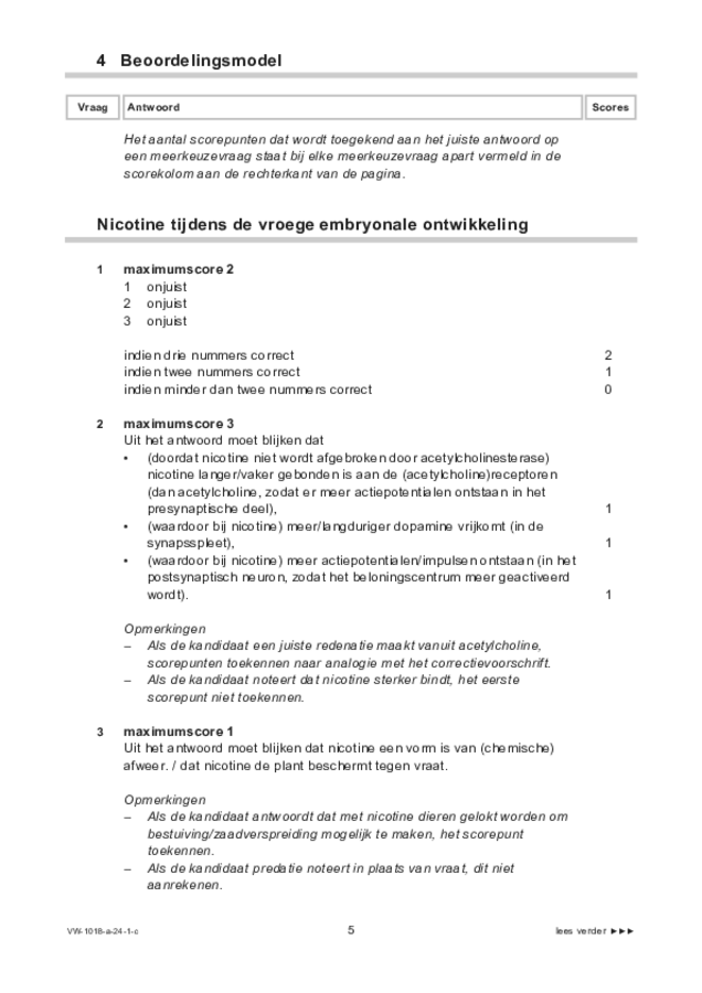 Correctievoorschrift examen VWO biologie 2024, tijdvak 1. Pagina 5