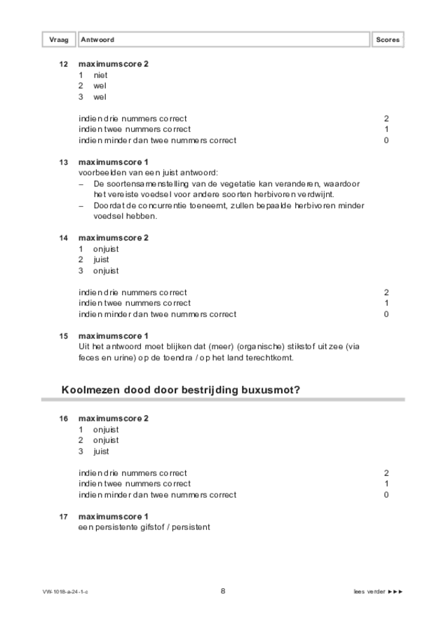 Correctievoorschrift examen VWO biologie 2024, tijdvak 1. Pagina 8